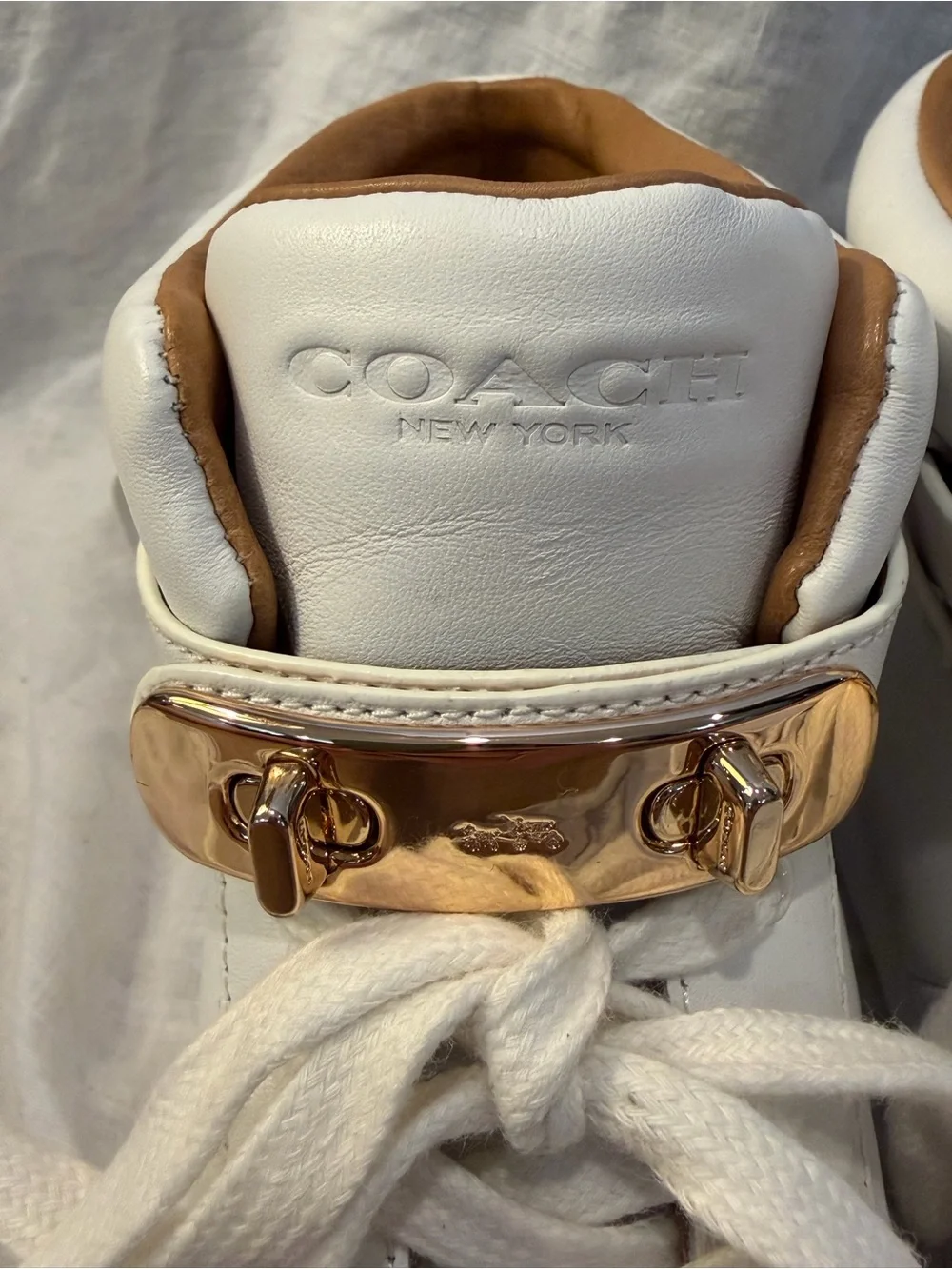 Coach Women's Richmond Leather High-Top Sneakers with Gold Hardware